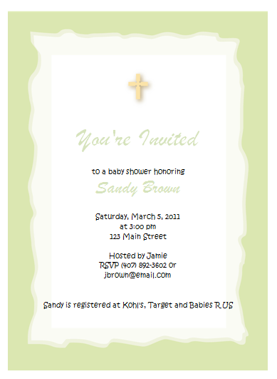 Details about GREEN CROSS RELIGIOUS BABY SHOWER INVITATIONS! Details about GREEN CROSS RELIGIOUS BABY SHOWER INVITATIONS!