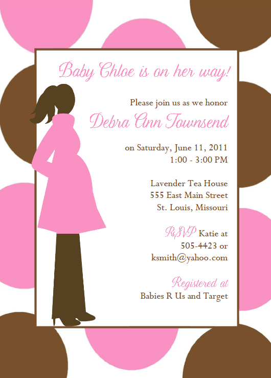 Details about MODERN MOM PINK AND BROWN BABY SHOWER INVITATIONS!