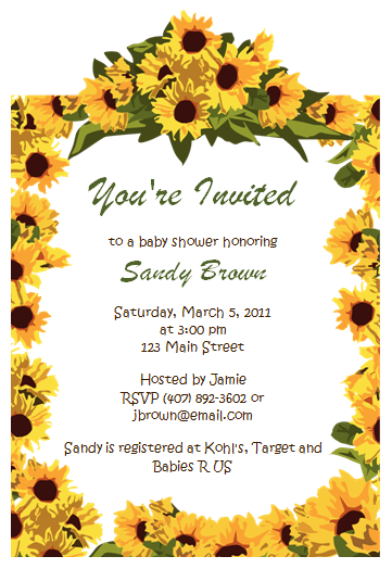 Details about SUNFLOWER FRAME BABY SHOWER INVITATIONS! Details about SUNFLOWER FRAME BABY SHOWER INVITATIONS!