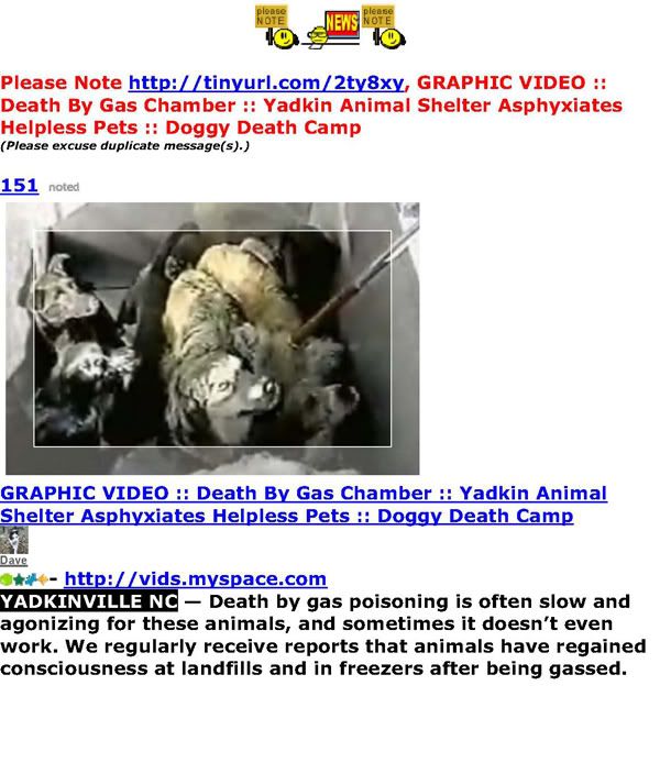 Please Note, GRAPHIC VIDEO—Death by Gas Chamber—Yadkin Animal Shelter Asphyxiates Helpless Pets—Doggy Death Camp