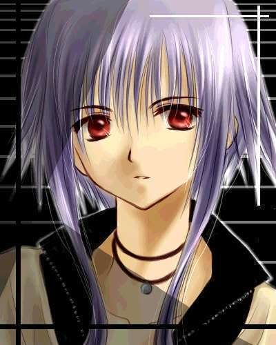 Anime Boy With Black Hair And Purple Eyes. Description: Tall, silver hair