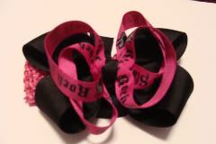 Hot pink/black Rock Star Rock n' Roll hair bow/ headband