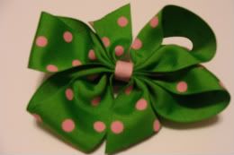 *SALE* Apple green/ pink Polka dot bow