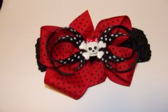 Seeing Red skully red hairbow on headband!