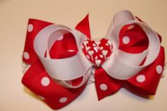 Valentine red heart bow/headband