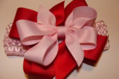 Love Valentine's pink/red bow with headband