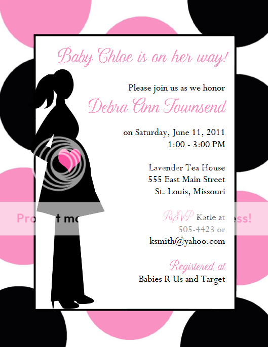 MODERN MOM PINK AND BLACK BABY SHOWER INVITATIONS  