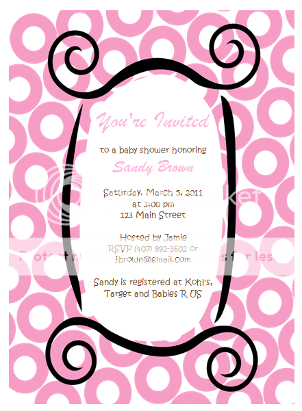 Pink Whimsical Frame Baby Shower Invitations