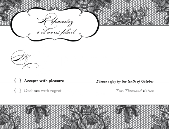 New Black French Wedding Invitations and RSVP Cards withEnvelopes