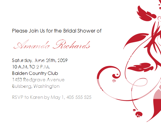 12 Red Leaves Bridal Shower Invitations
