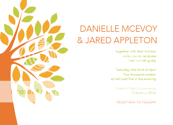 ORANGE TREE WEDDING INVITATIONS AND RSVP WITH ENVELOPES  