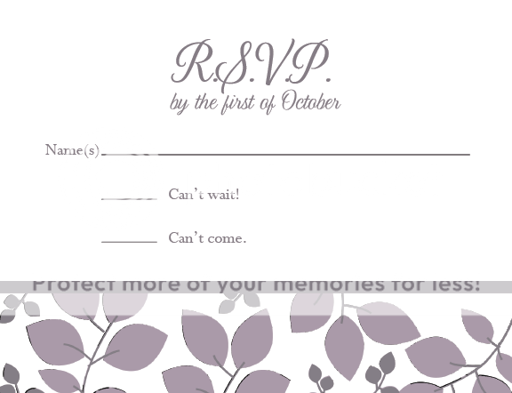 PURPLE WEDDING INVITATIONS AND RSVP WITH ENVELOPES  
