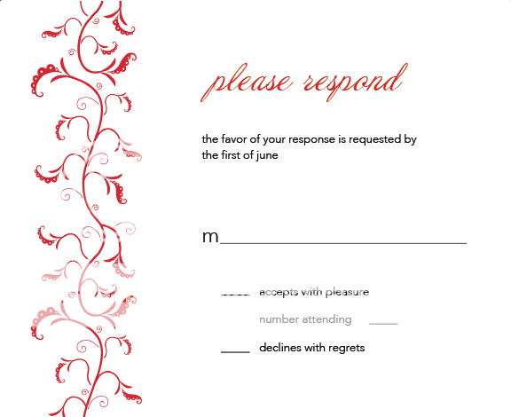 RED WEDDING INVITATIONS & RSVP WITH ENVELOPES  