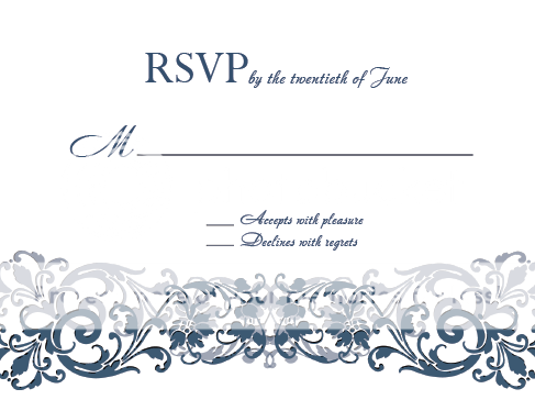 VINTAGE SCROLL WEDDING INVITATIONS & RSVP W/ ENVELOPES  