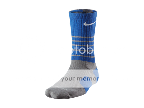 Nike elite platinum basketball sock grey/blue sz L kobe vii xi 3d unc 