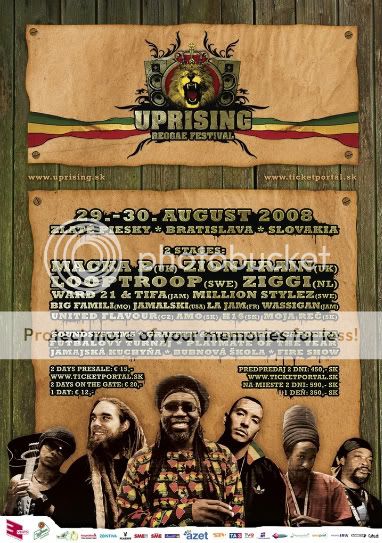 Uprising Reggae Festival in Slovakia / 29. - 30. August !