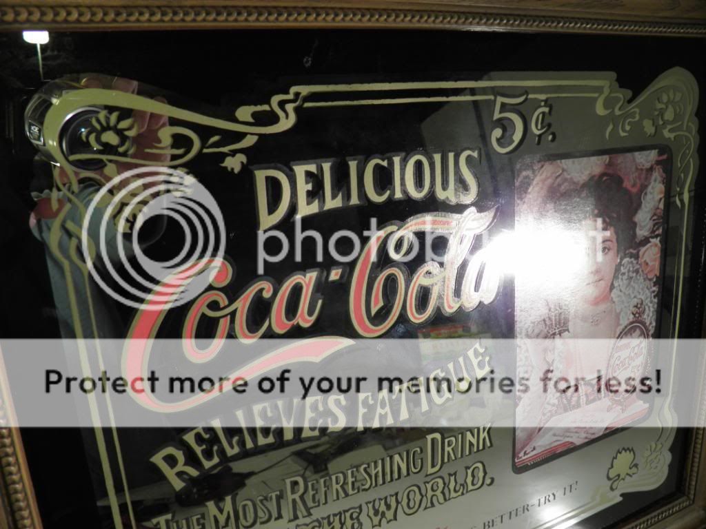 Vintage Retro Coca Cola Glass Mirror Sign Framed Large 23 x 19 